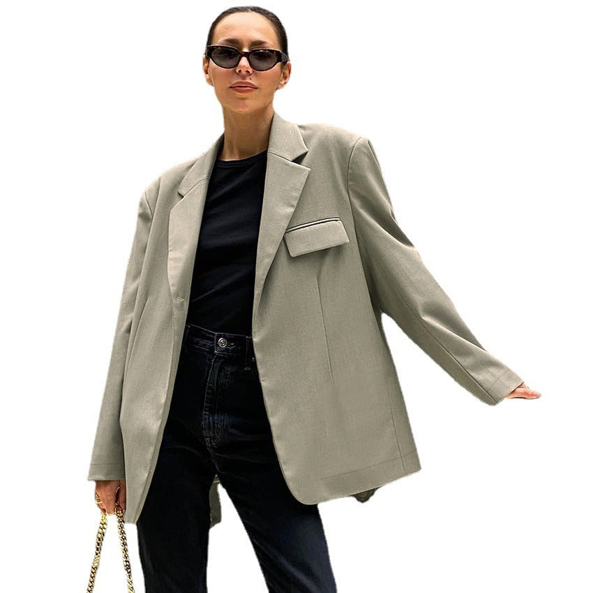Dame Oversized Blazer med bred snit og praktisk brystlomme Stilla