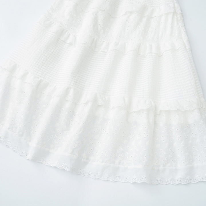 Dame nederdel med lagdelt design og flæse detaljer Stilla