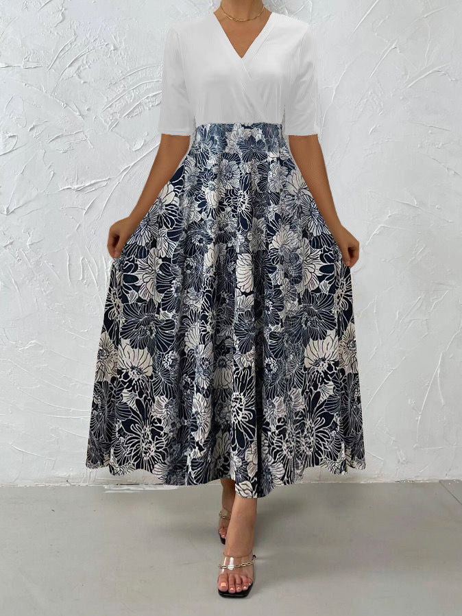 Dame Maxikjole med blomstret design og elegant indpakningseffekt Stilla