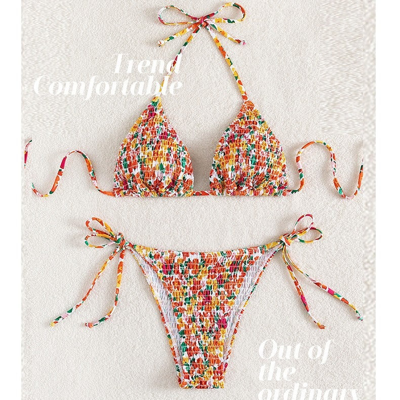 Dame Triangel-Bikini-Sæt med justerbare bindebånd og elastisk stof Stilla