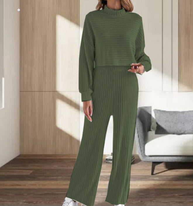 Dame Loungewear-sæt med hyggeligt cropped-design og bredt ben Stilla