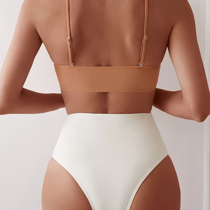 Dame bikini sæt med kvalitets push-up bandeau top og elegant højtskaaret buks Stilla