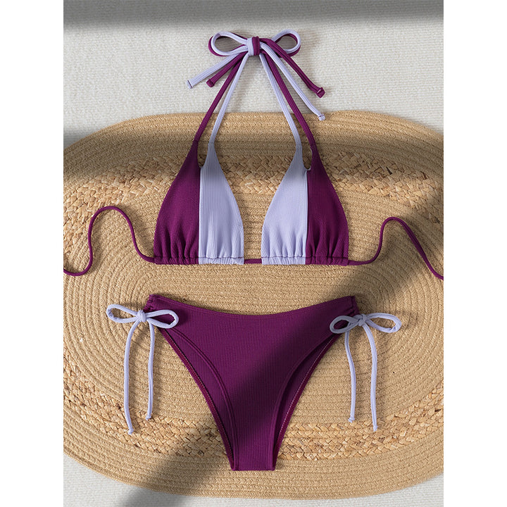 Dame Rib- Triangle Bikini Sæt Stilla 1750839142