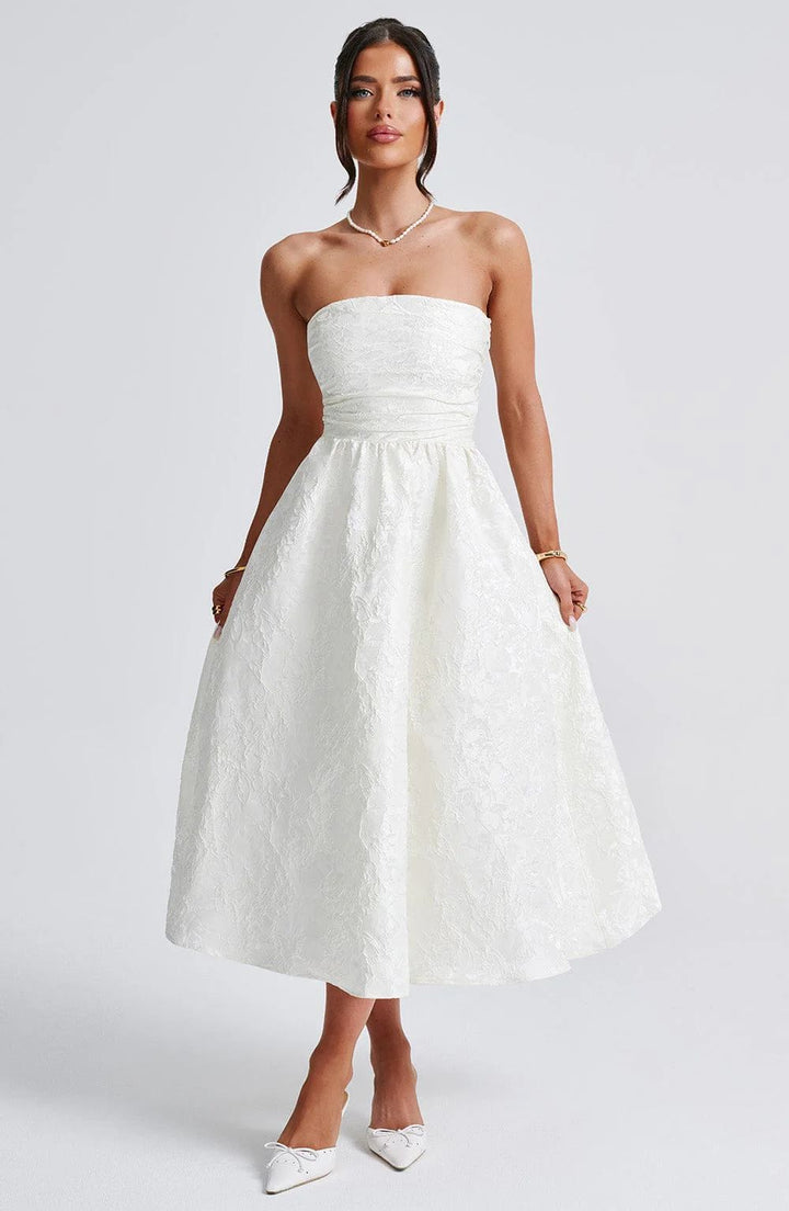 Dame off-shoulder A-line kjole med luksuriøst blomsterdesign Skovae
