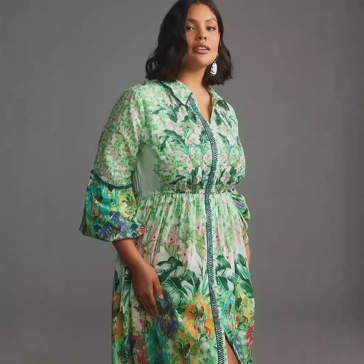 Dame Lang, transparent Kimono med florale motiver og knapdetaljer Stilla