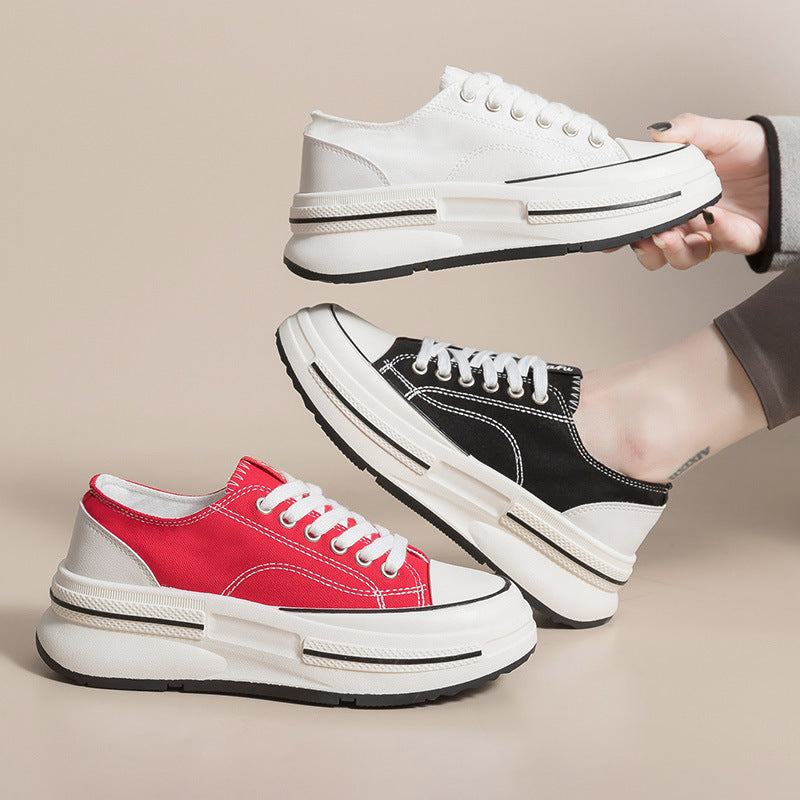 Dame sneakers med høj plateau og åndbart canvas Stilla
