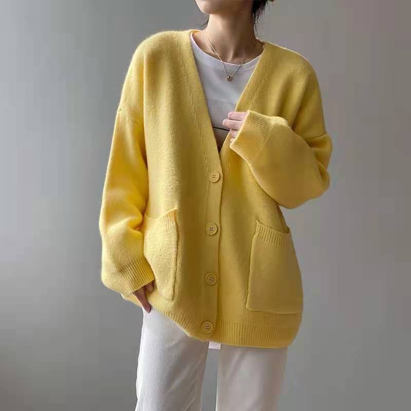 Kvindernes oversized strikkede cardigan med lommer Stilla