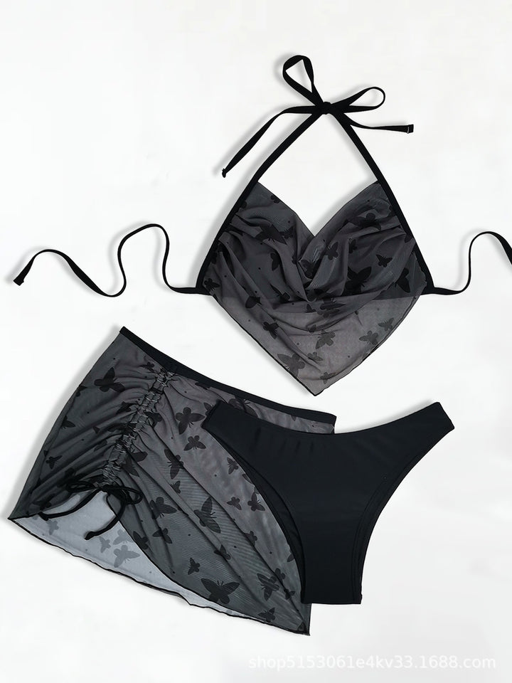 Dame bikini-sæt med gennemsigtig nederdel og raffineret design Stilla