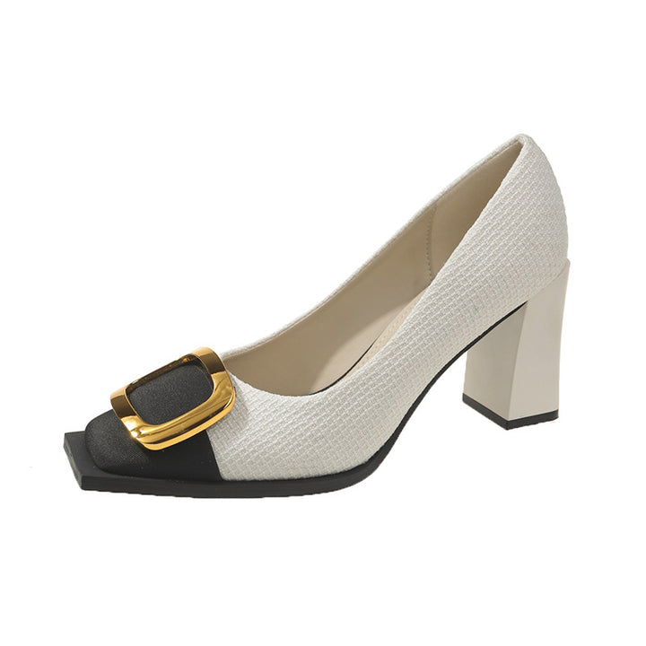Kvinder Stilfulde Chunky Heel Peep-Toe Pumps med dekorativ spænde Stilla