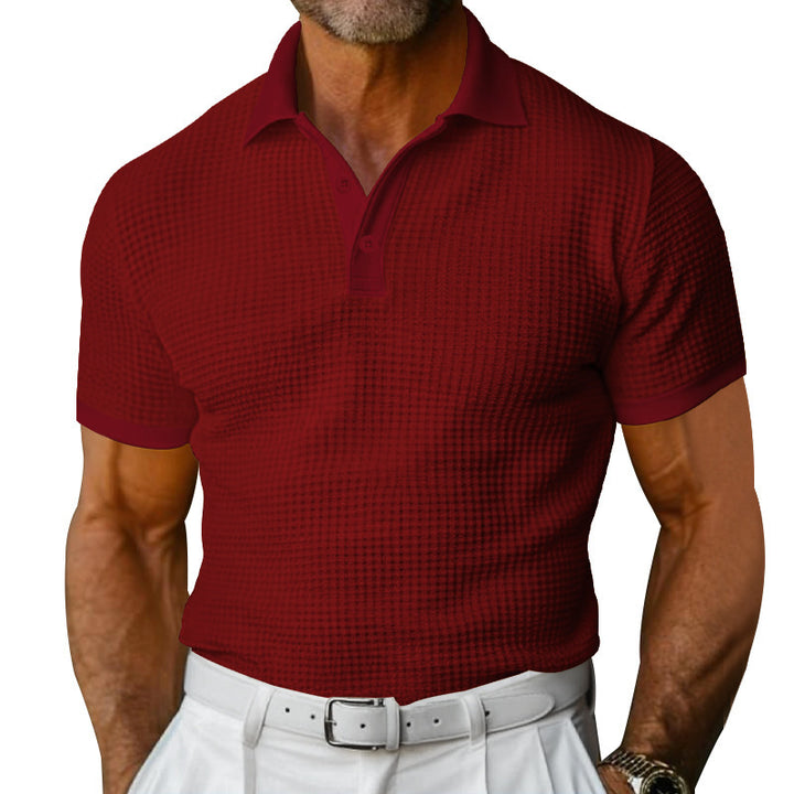 Herrer nan struktureret polo t-shirt med vaffelpiké og figursyet snit Skovae