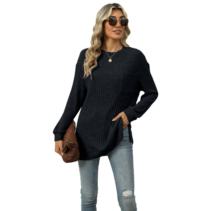 Dame Stor, ribbet sweater med sideslidser Stilla