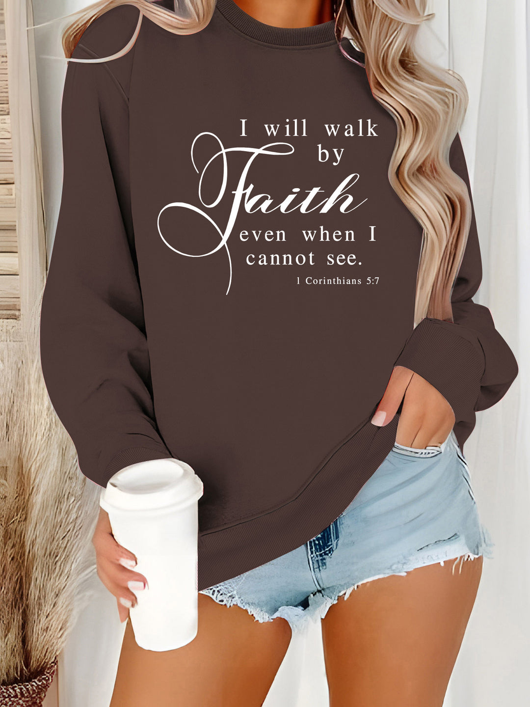Dame sweatshirt med inspirerende tekst og blødt materiale Stilla