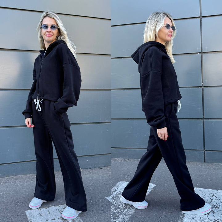 Kvinders Oversized Hoodie og Bred Bukser Sæt Skovae