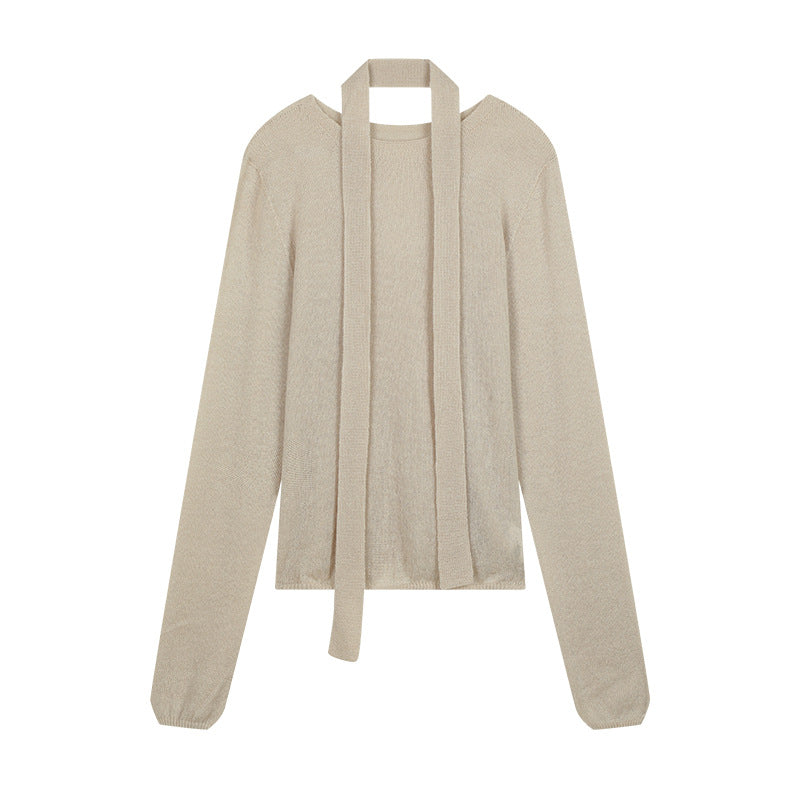 Dame elegant strikpullover med moderne slidsekrave og fin struktur Stilla