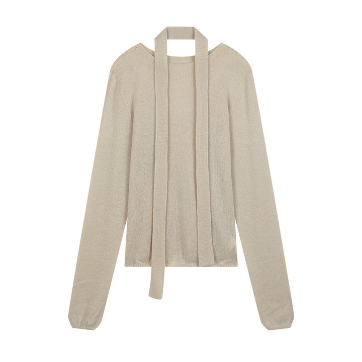 Dame elegant strikpullover med moderne slidsekrave og fin struktur Stilla