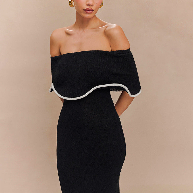 Femme Off-Shoulder Rüschentaschen Maxi Kjole Stilla