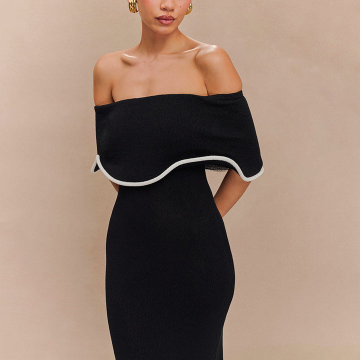 Femme Off-Shoulder Rüschentaschen Maxi Kjole Stilla