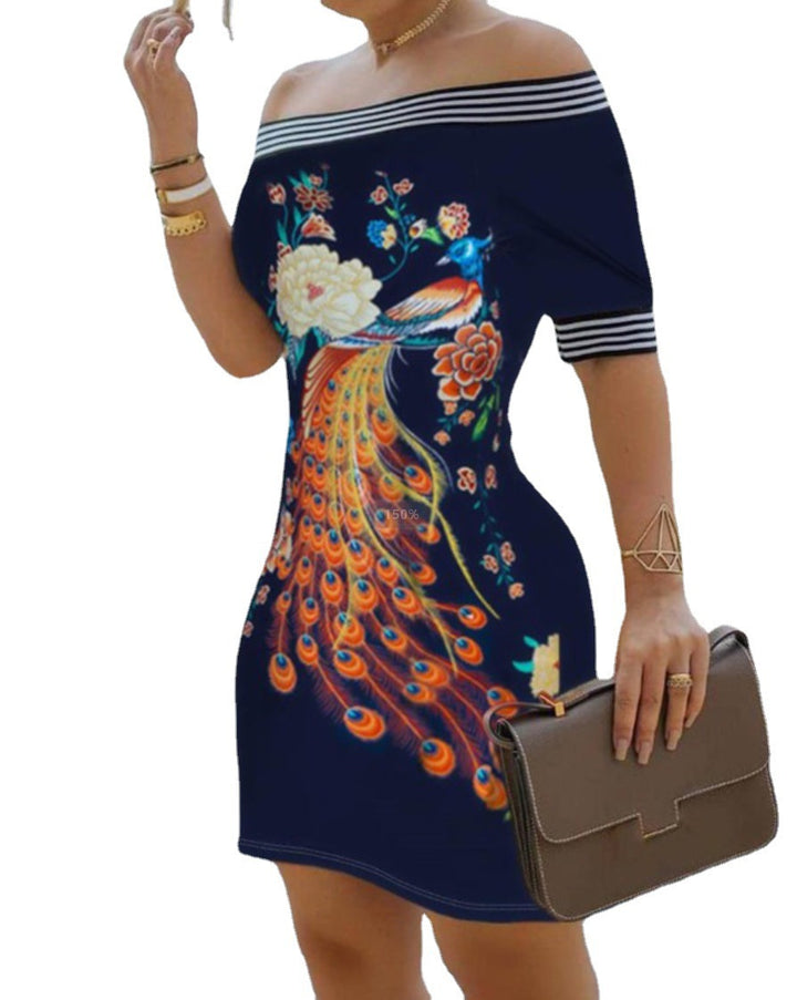Dame Off-Shoulder Kjole med tropisk Print Stilla