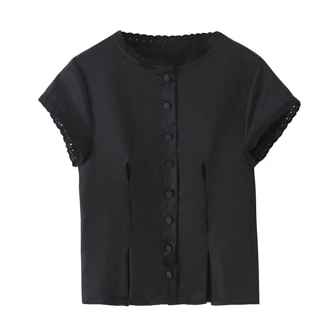Damebluse med langærmet design og spidsudsmykninger Stilla