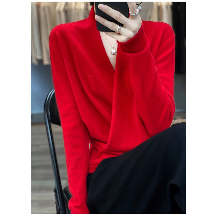 Dame omslagstrøje i blødt cashmere-mix Stilla