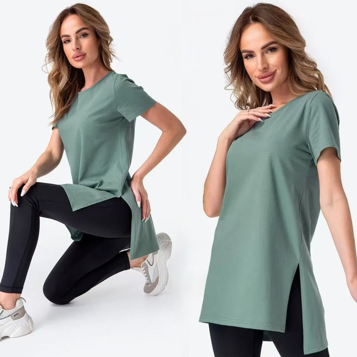 Kvinder casual longline T-shirt med sideslids og høj bærekomfort Skovae