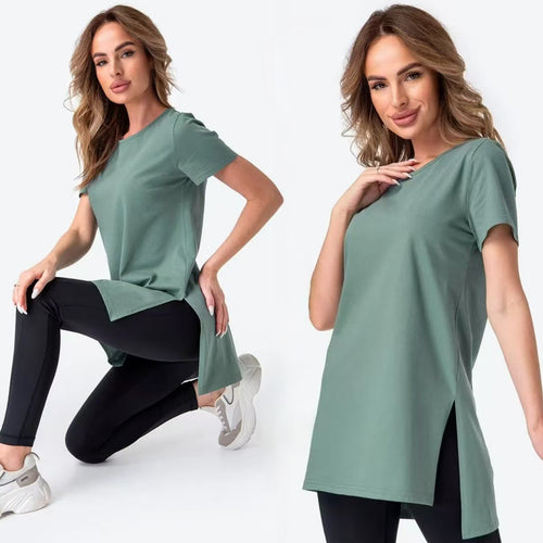 Kvinder casual longline T-shirt med sideslids og høj bærekomfort Skovae