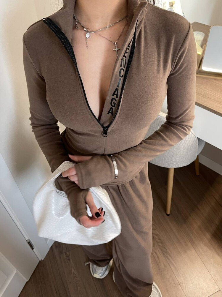 Dame tracksuit med fashionable lynlås og lange ærmer Skovae