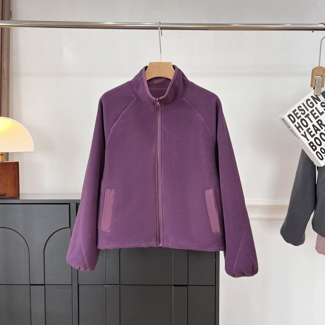 Damer Cozy Fleece Jakke med Høj Krave og Praktiske Lommer Stilla