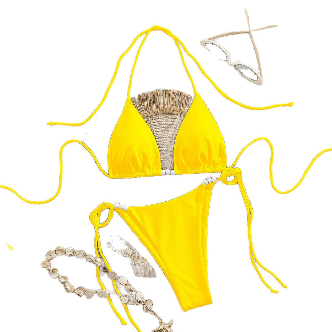Dame trekant-bikini med dekorative perle-detaljer Skovae