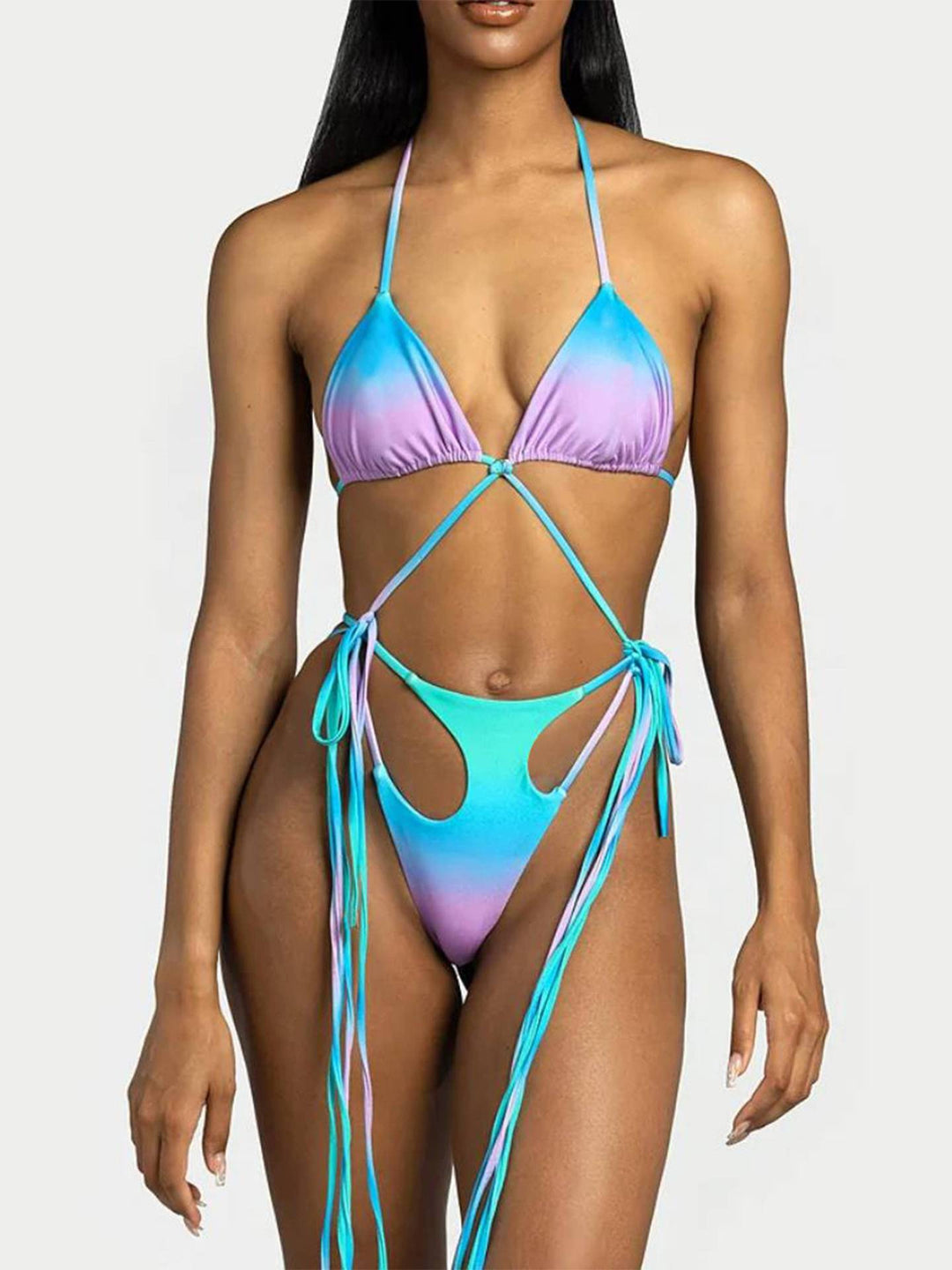 Dame bikini sæt med spændende snørredetaljering og spændende blomsterdesign Stilla