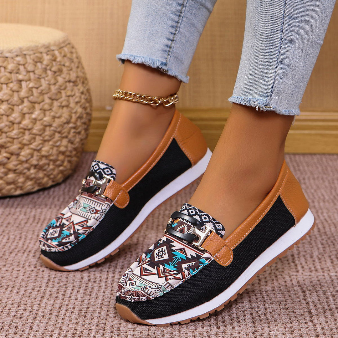 Dame Slip-On Mokasiner med trendy etno-design og polstret sål Stilla