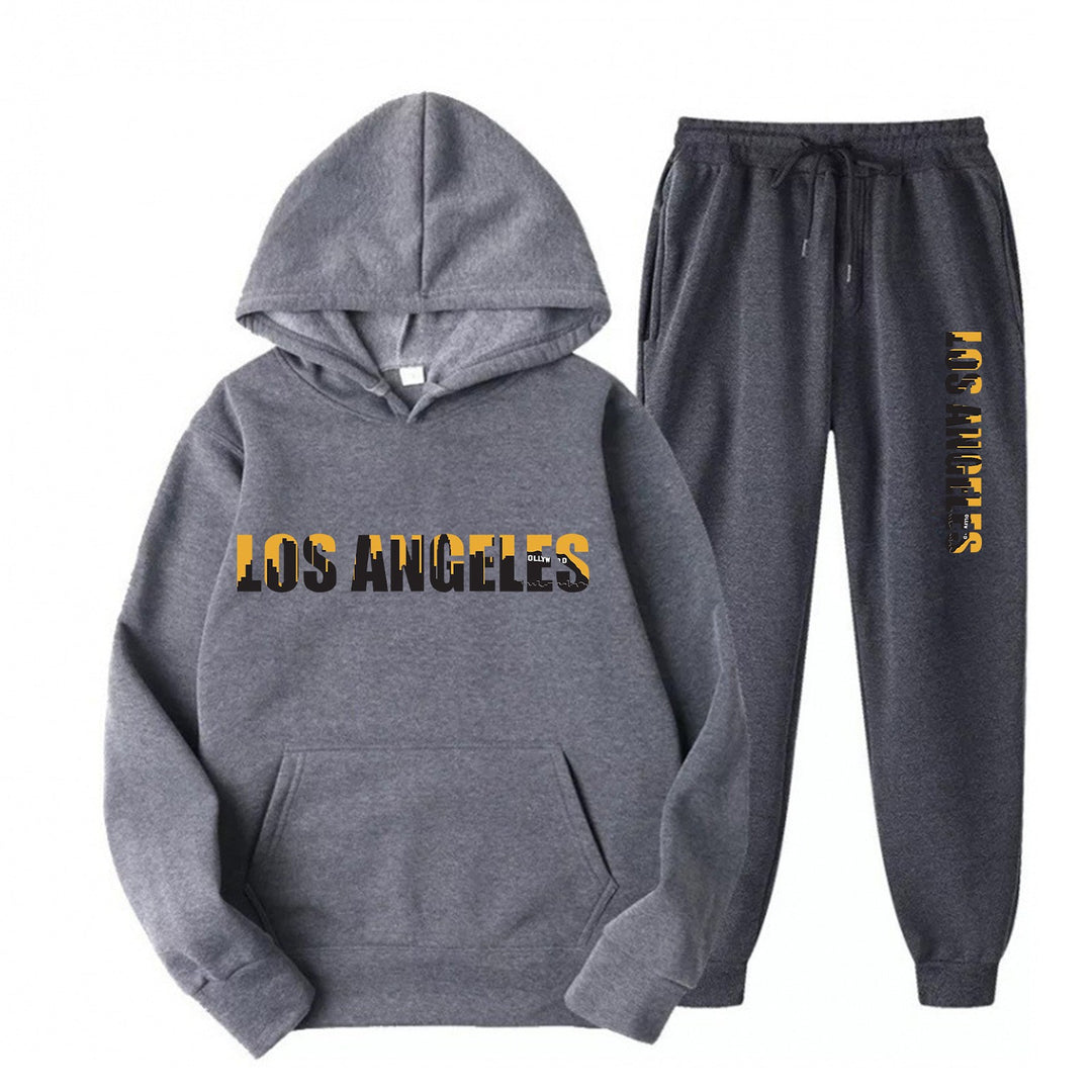 Kvinders fritids hoodie og joggingbukser sæt med casual Los Angeles skrifttype Skovae