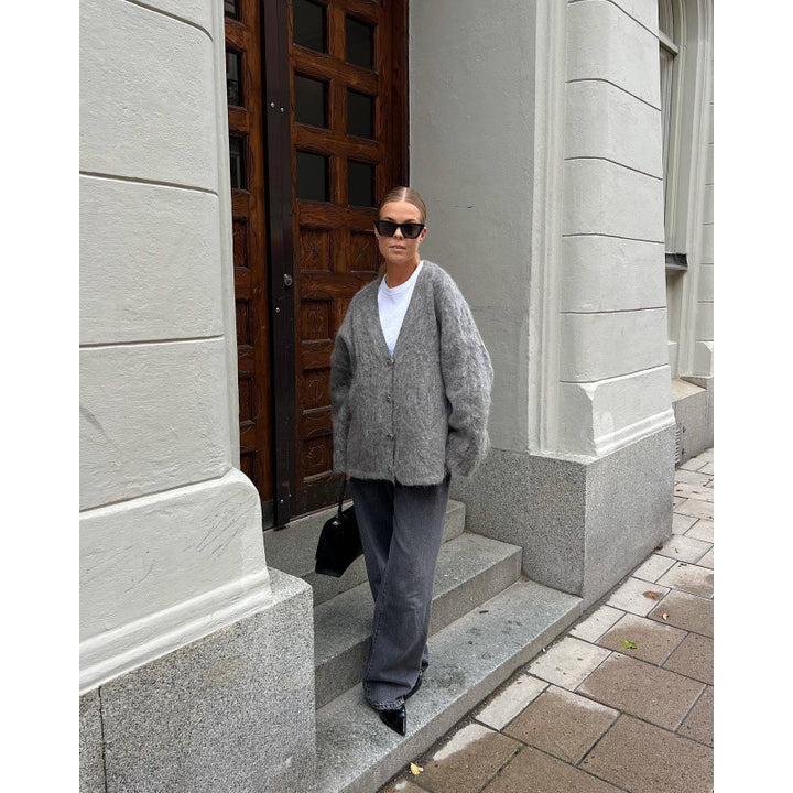 Dame afslappet strik cardigans med oversized snit og knapdetaljer Stilla