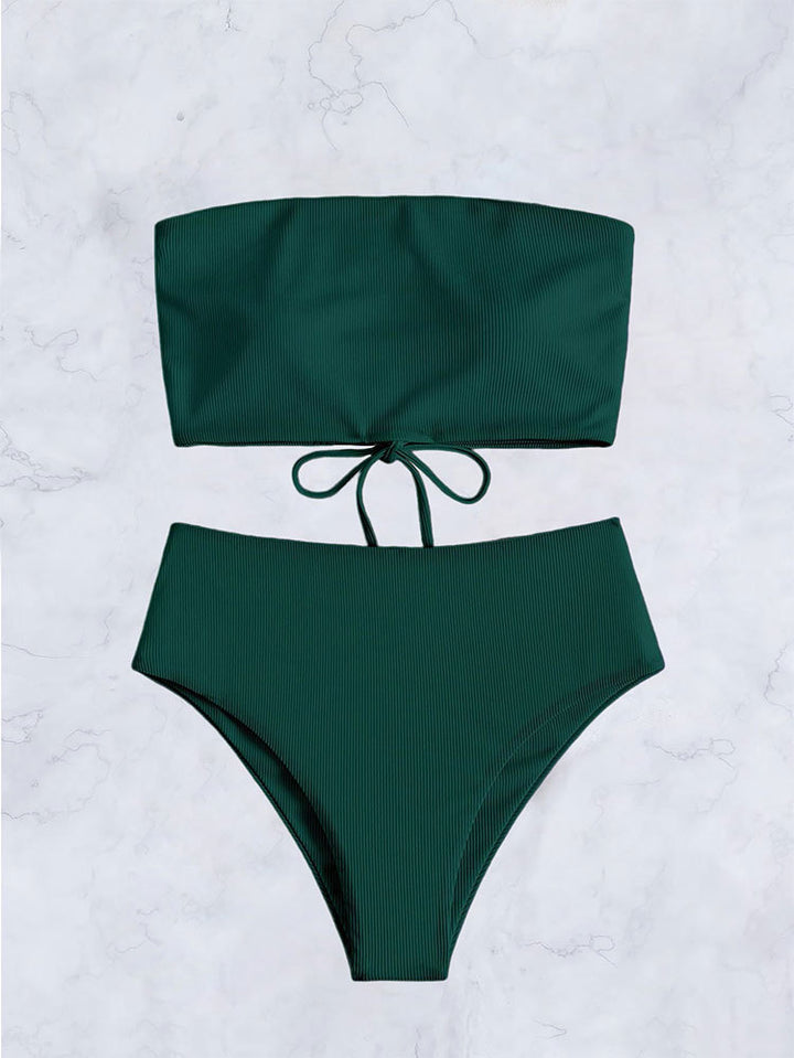 Dame Ribbet Bandeau Bikini Sæt Stilla
