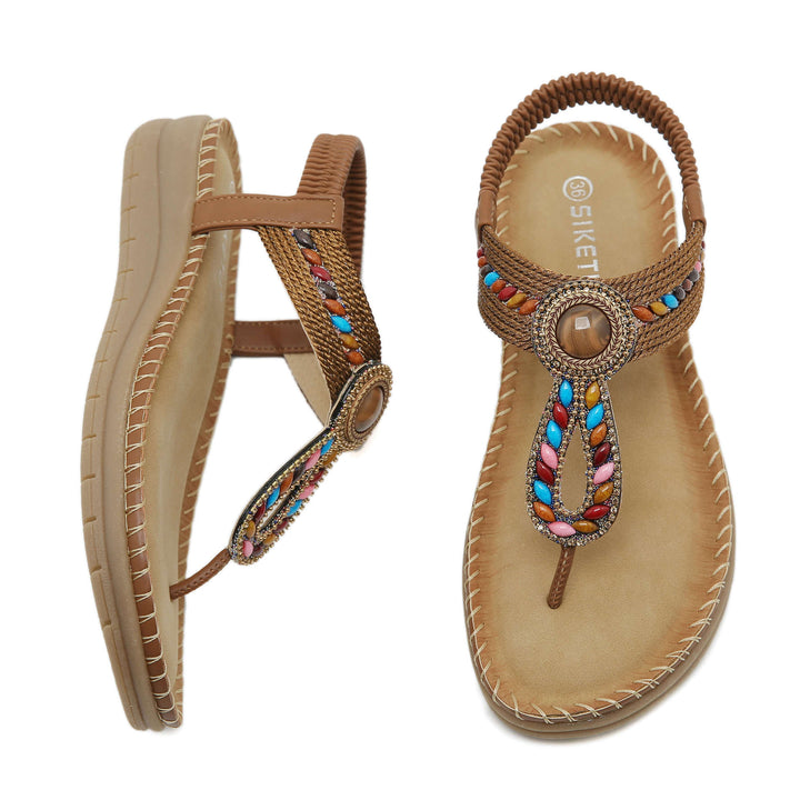 Dame flip-flops med farverige smykker og ergonomisk fodbund Stilla