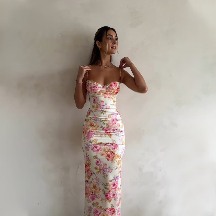 Damer Stropløs Blomster Bodycon Kjole Stilla