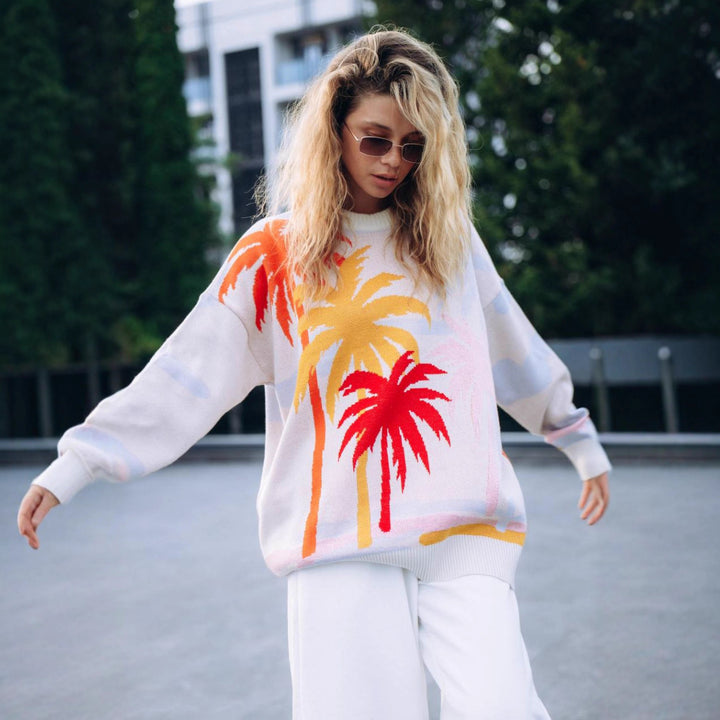 Kvinders Urban Sweatshirt med iøjnefaldende palme design Stilla