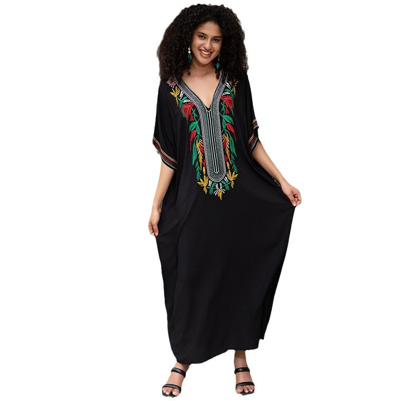 Dame Maxi-Kaftan med kunstnerisk broderi og bred pasform Stilla