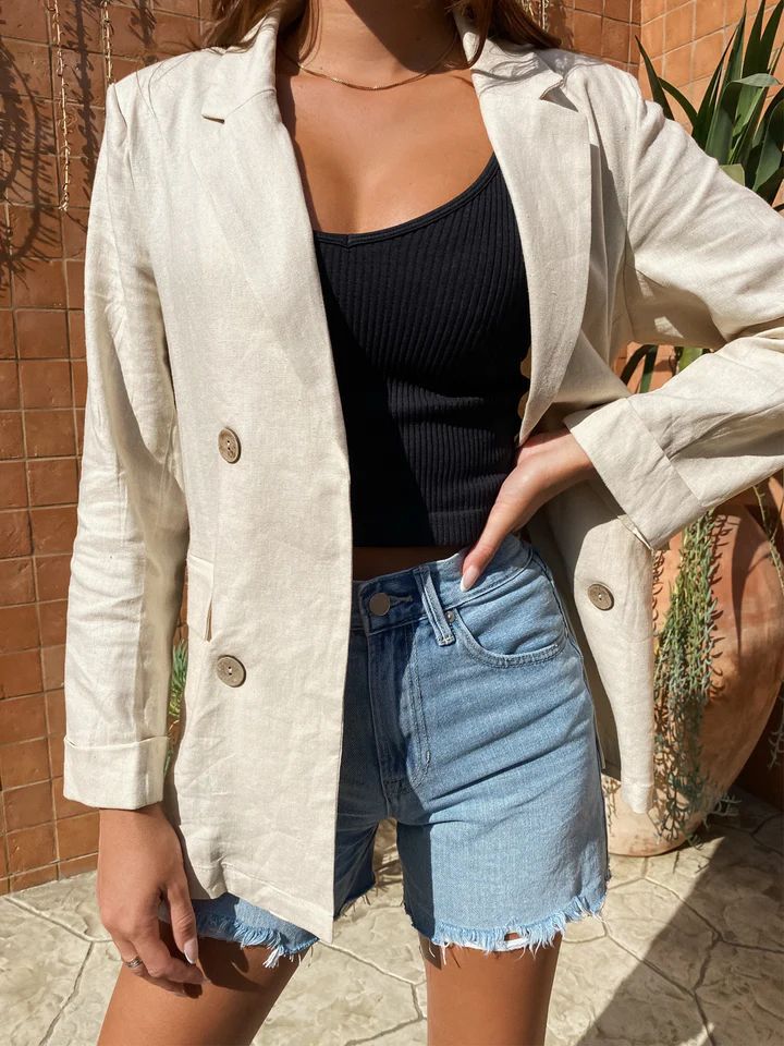 Dame linned blazer i afslappet chic stil Stilla