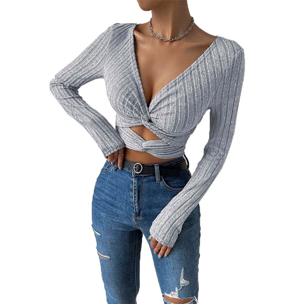 Kvindernes cropped top med tidløst twist-design og lange ærmer Stilla