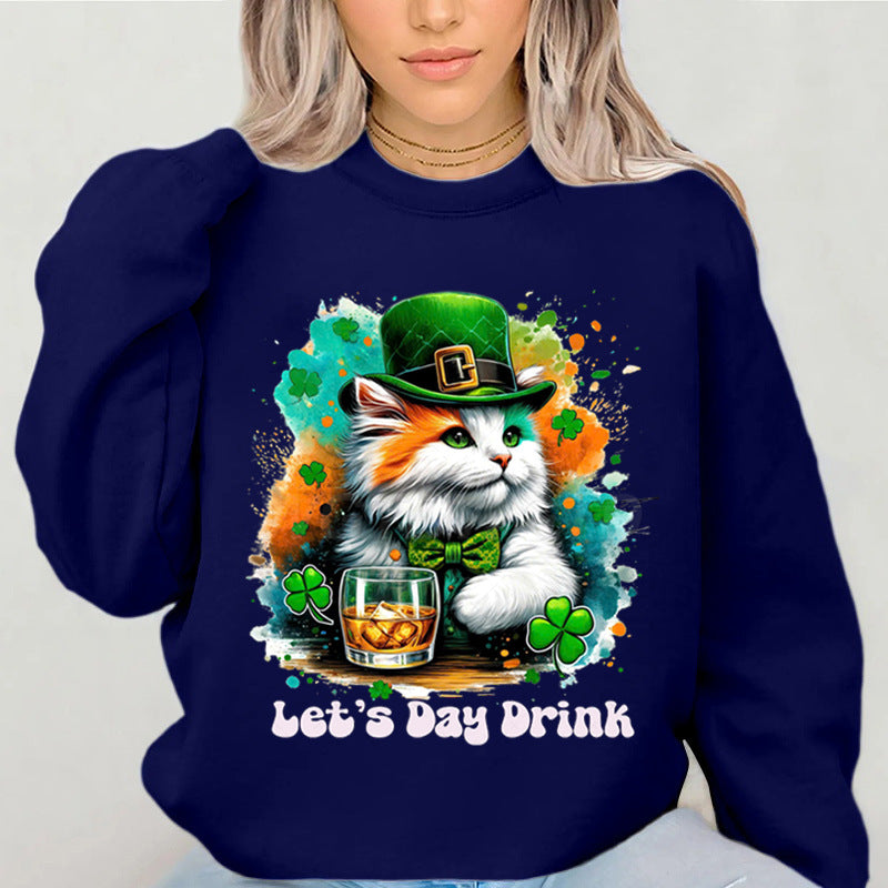 Kvinders sweatshirt med sjov katte-design og inspirerende tekst Stilla