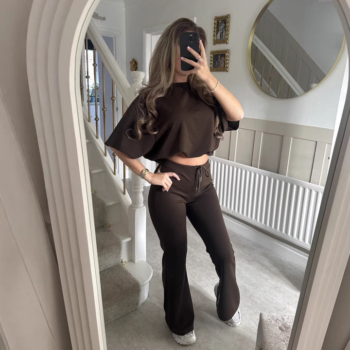 Kvinder Casual Strik Lounge Sæt med Løs Pasform og Elegante Detaljer