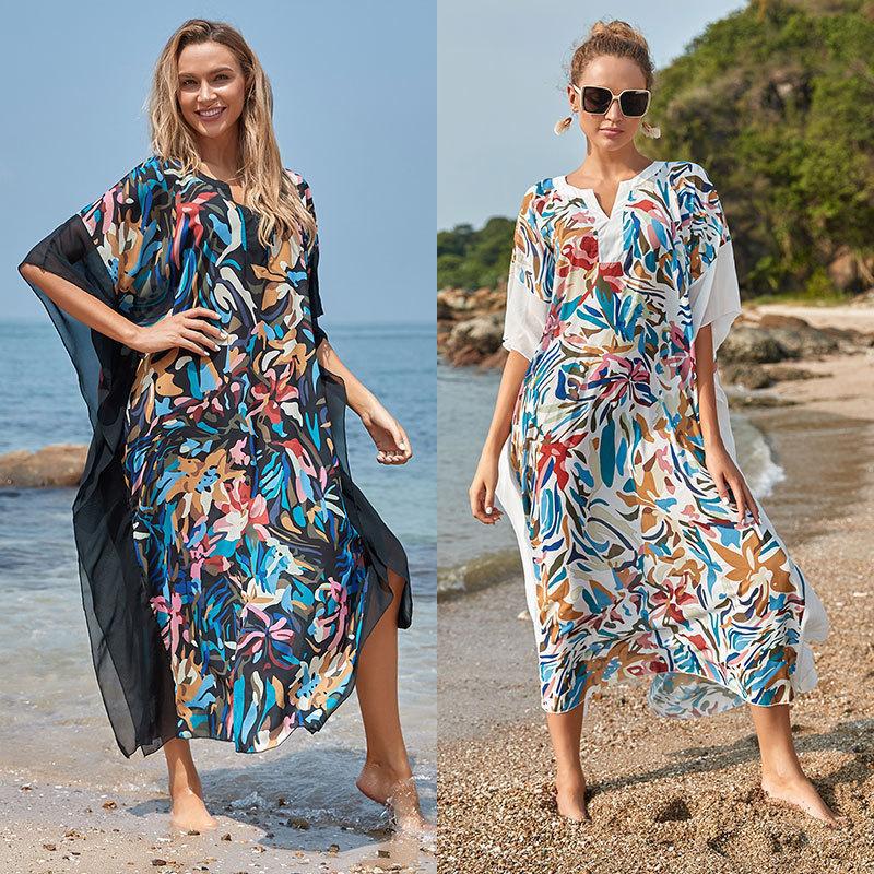 Damer elegant strandkjole med moderne flora mønster Stilla