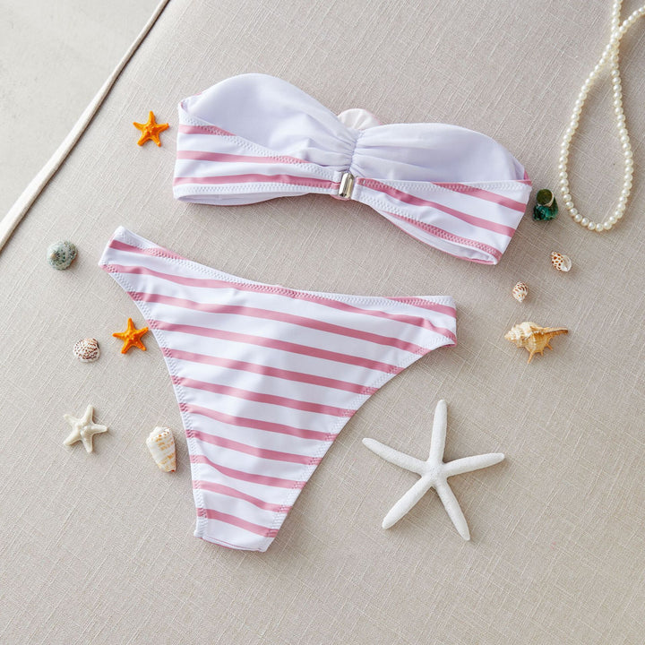 Dame bikini sæt med elegante blomsterapplikationer og høj skæring Stilla