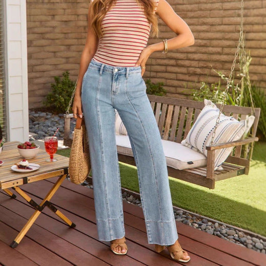 Dame løse jeans med høj talje og afslappet snit Stilla