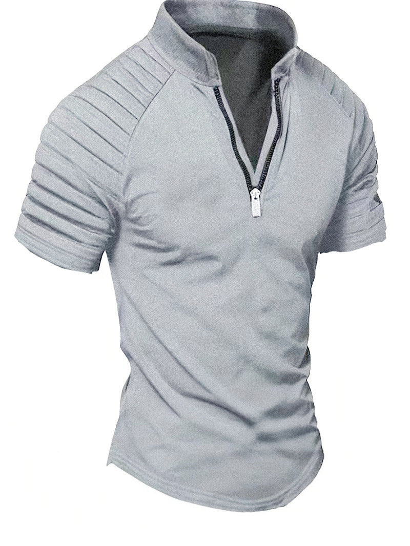 Herre Sporty Kortærmet T-Shirt med struktureret Lynlås Stilla