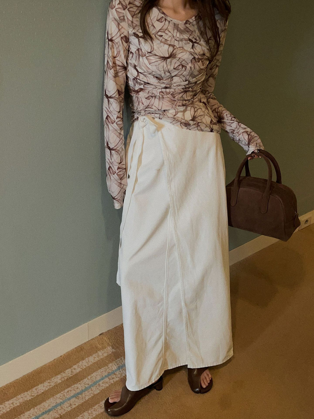 Dame casual denim wrap skirt med innovativ taljebinding Stilla