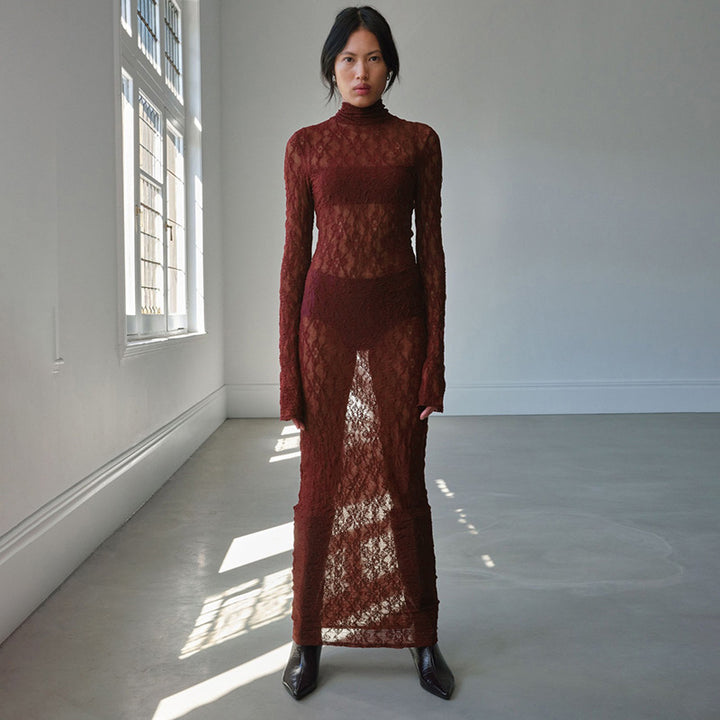 Femme Elegante Spidse Maxi Kjole Stilla
