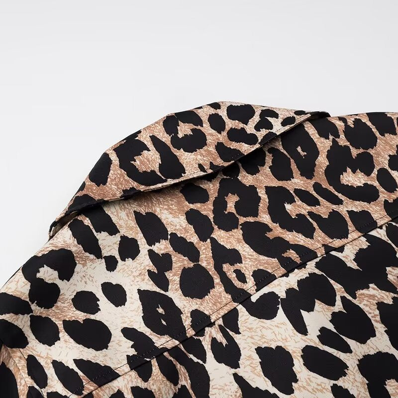 Kvinder Kort Leopardjakke i Urban Stil med Praktiske Lommer Stilla