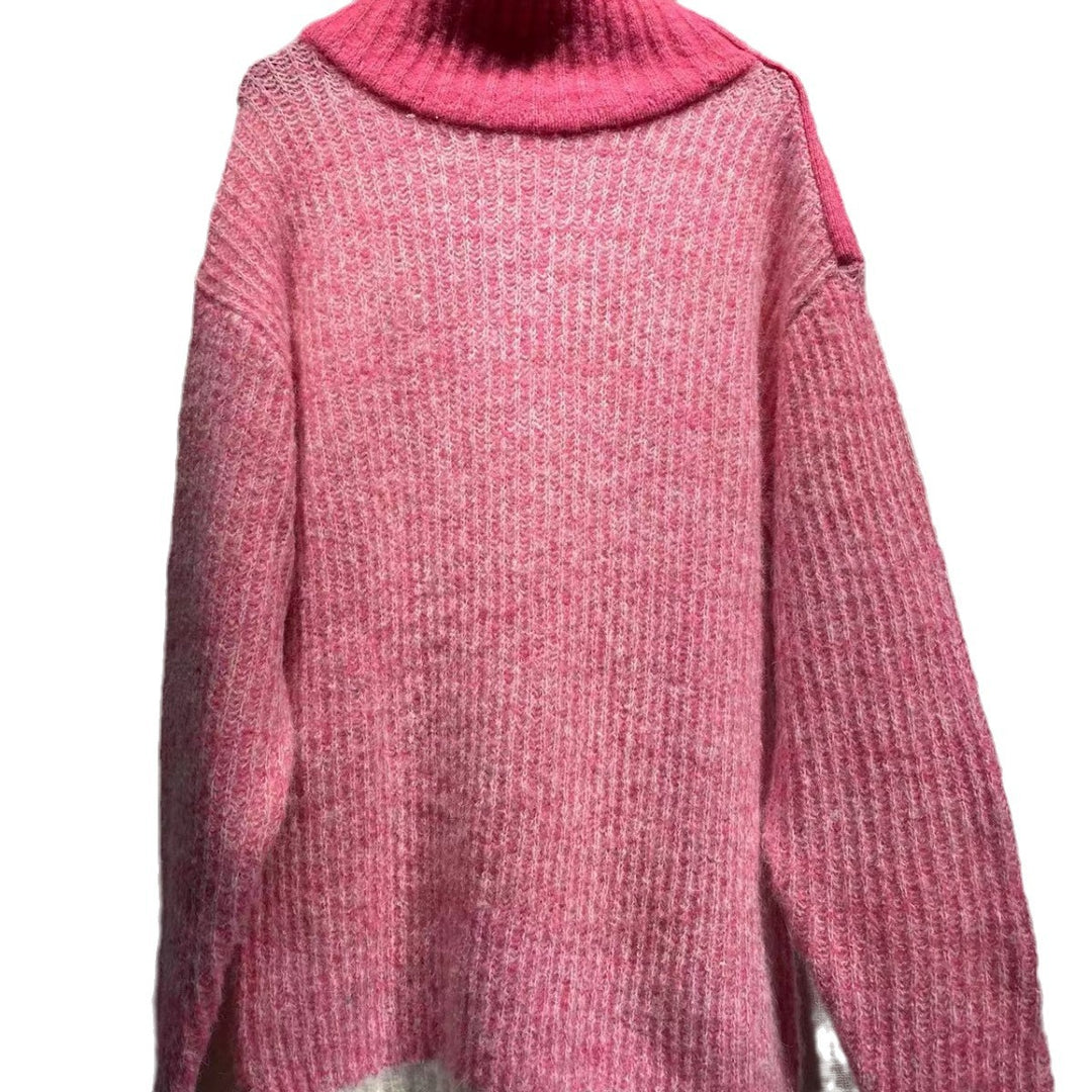 Dame Grovstrikpullover med høj krave og afslappet pasform Stilla
